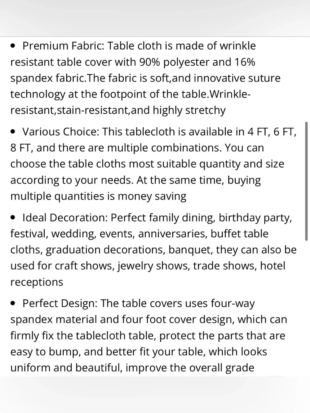 BLACK Spandex Tablecloth Covers for Rectangular 6Ft Tables  (2-pack)